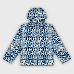 Ветровка с капюшоном женская Киберпанк шестиугольники синие, цвет: 3D-черный