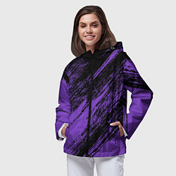 Ветровка с капюшоном женская The color is purple and black, цвет: 3D-черный — фото 2