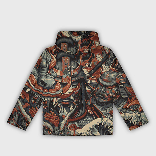 Женская ветровка Драконы и самураи в стиле ирезуми / 3D-Белый – фото 2