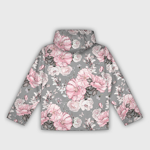 Женская ветровка Розовые розы на сером / 3D-Белый – фото 2