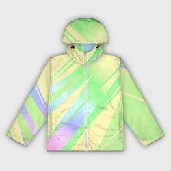 Ветровка с капюшоном женская Жёлто-зелёный полосатый, цвет: 3D-белый