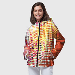 Ветровка с капюшоном женская Абстракция жёлтый с оранжевым, цвет: 3D-черный — фото 2