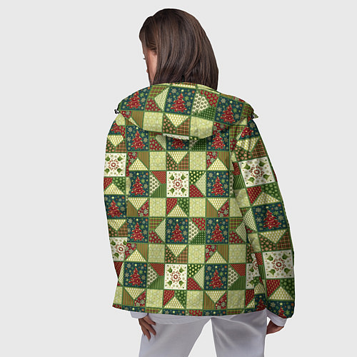 Женская ветровка Лоскутный рождественский узор / 3D-Черный – фото 4