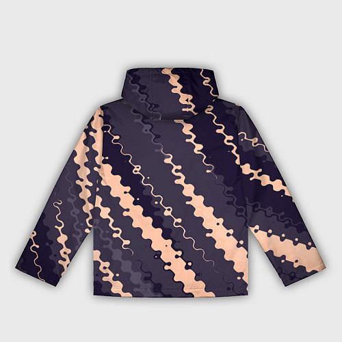 Женская ветровка Фиолетовый с бежевым искажённые полосы / 3D-Черный – фото 2