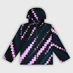 Ветровка с капюшоном женская Тёмно-синий с розовым искажённые полосы, цвет: 3D-черный