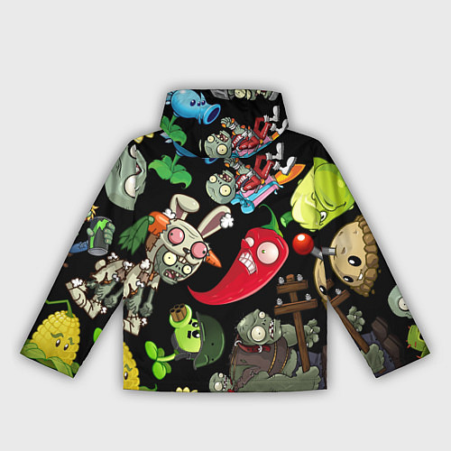 Женская ветровка Растения против зомби персонажи на черном / 3D-Белый – фото 2