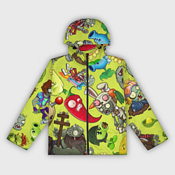 Ветровка с капюшоном женская Растения против зомби с героями, цвет: 3D-черный