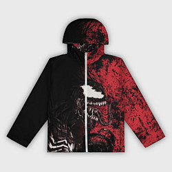 Ветровка с капюшоном женская Веном на красном, цвет: 3D-белый