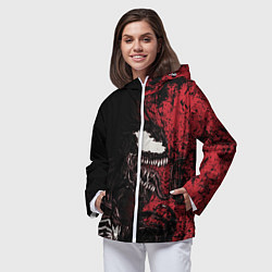 Ветровка с капюшоном женская Веном на красном, цвет: 3D-белый — фото 2