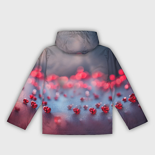 Женская ветровка Хрустальное красное сердце на сером фоне с боке / 3D-Белый – фото 2