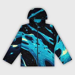 Ветровка с капюшоном женская Синие волны краски на черном, цвет: 3D-черный