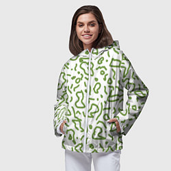 Ветровка с капюшоном женская Закорючки, цвет: 3D-белый — фото 2