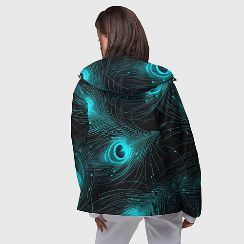 Женская ветровка Светящиеся перья павлина паттерн / 3D-Черный – фото 4