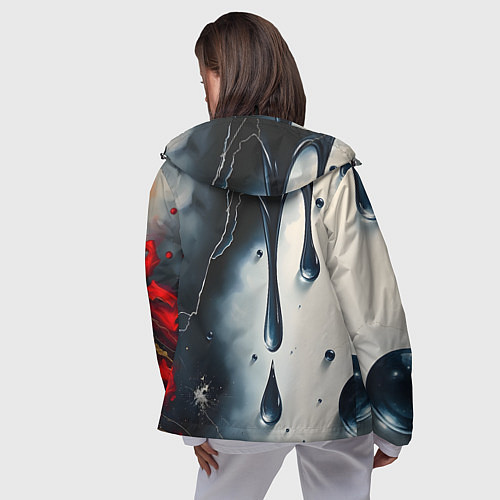 Женская ветровка Сюрреалистичная абстракция с каплями / 3D-Черный – фото 4