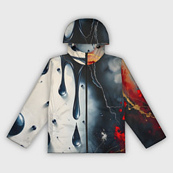 Ветровка с капюшоном женская Сюрреалистичная абстракция с каплями, цвет: 3D-черный