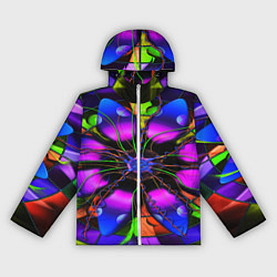 Ветровка с капюшоном женская Неоновая психоделика лепестки, цвет: 3D-белый