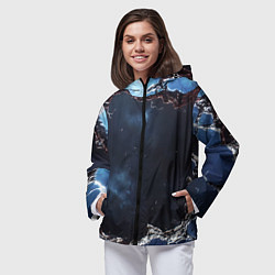 Ветровка с капюшоном женская Объемная дыра в стене текстура, цвет: 3D-черный — фото 2