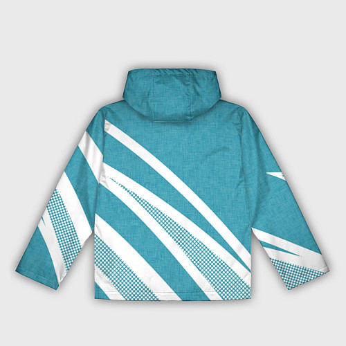 Женская ветровка Бело-голубой абстракция с полосами / 3D-Белый – фото 2