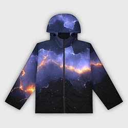 Ветровка с капюшоном женская Молния в фиолетовом небе текстура, цвет: 3D-черный