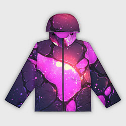 Ветровка с капюшоном женская Розовая текстура разлом плит, цвет: 3D-черный