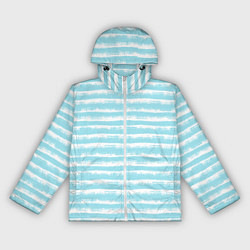Ветровка с капюшоном женская Бело-голубой полосатый паттерн, цвет: 3D-белый