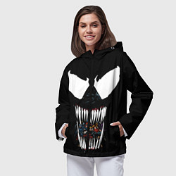 Ветровка с капюшоном женская Веном жрет, цвет: 3D-черный — фото 2