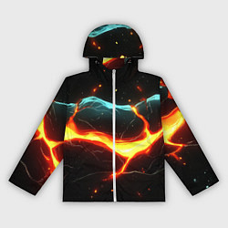 Ветровка с капюшоном женская Лава в черной текстуре, цвет: 3D-белый