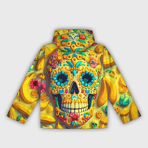 Женская ветровка Красочный летний паттерн с черепом - нейроарт / 3D-Черный – фото 2