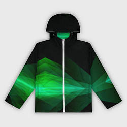 Ветровка с капюшоном женская Неоновая зеленая абстракция на черном фоне, цвет: 3D-белый