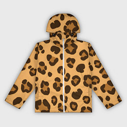 Ветровка с капюшоном женская Коричневые пятна леопарда, цвет: 3D-белый
