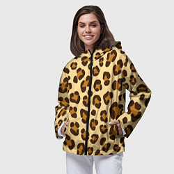 Ветровка с капюшоном женская Паттерн с пятнами леопарда, цвет: 3D-черный — фото 2