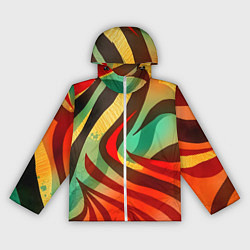 Ветровка с капюшоном женская Жаркая полосатая абстракция, цвет: 3D-белый