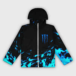 Ветровка с капюшоном женская Monster energy голубые краски, цвет: 3D-белый