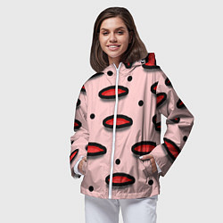 Ветровка с капюшоном женская Круги маркер - паттерн, цвет: 3D-белый — фото 2