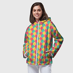 Ветровка с капюшоном женская Крашенные яйца, цвет: 3D-белый — фото 2