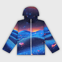 Ветровка с капюшоном женская Синяя дюна - текстура, цвет: 3D-белый