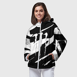 Ветровка с капюшоном женская Monster energy чёрные штрихи, цвет: 3D-белый — фото 2
