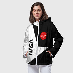 Ветровка с капюшоном женская Nasa текстура геометрия, цвет: 3D-белый — фото 2