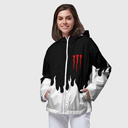 Ветровка с капюшоном женская Monster energy red logo, цвет: 3D-белый — фото 2