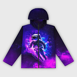 Ветровка с капюшоном женская Космонавт в неоновых облаках, цвет: 3D-черный