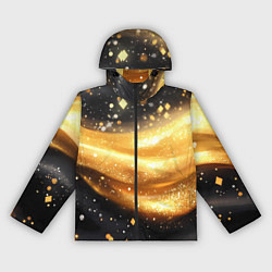 Ветровка с капюшоном женская Золотистая волна на черном фоне, цвет: 3D-черный