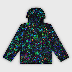 Женская ветровка Чёрный с брызгами сине-зелёными абстракция