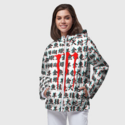 Ветровка с капюшоном женская Monster energy japan glitch, цвет: 3D-белый — фото 2