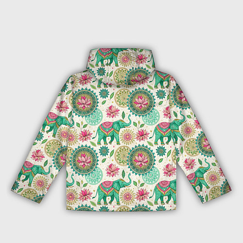 Женская ветровка Слоны и мандалы паттерн в индийской стилистике / 3D-Белый – фото 2