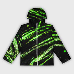 Ветровка с капюшоном женская Зеленые блестки на черном, цвет: 3D-белый