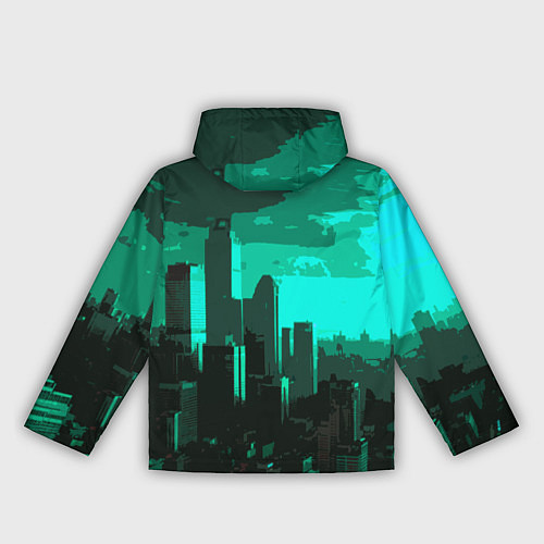 Женская ветровка Стилизованный город бирюзовый / 3D-Черный – фото 2