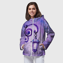 Ветровка с капюшоном женская Уличный фиолетовый фонарь, цвет: 3D-белый — фото 2