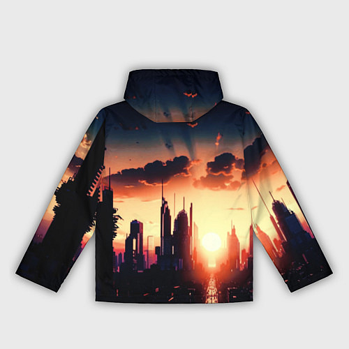 Женская ветровка Пейзаж город будущего закат / 3D-Черный – фото 2
