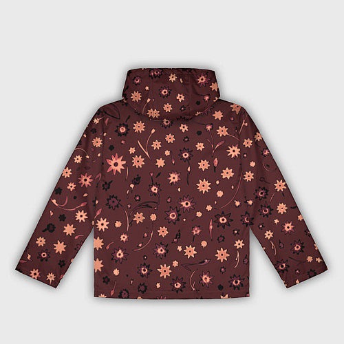 Женская ветровка Паттерн абстрактные цветы тёмный красно-розовый / 3D-Черный – фото 2