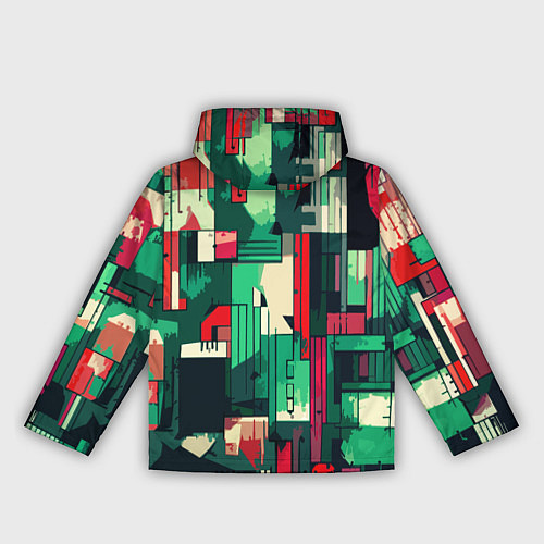 Женская ветровка Абстракция красно-зелёный геометричный / 3D-Белый – фото 2
